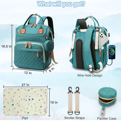 Diaper Bag Backpack Baby Bag, Baby Girl Boy Diaper Bag for Dad Mom with Pad, 16 Pockets, Pacifier Case, Large Diaper Bags Unisex for Travel(Pink Grey)