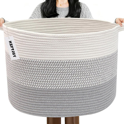 90L Large Blanket Basket,Rope Woven Laundry Basket-Yellow