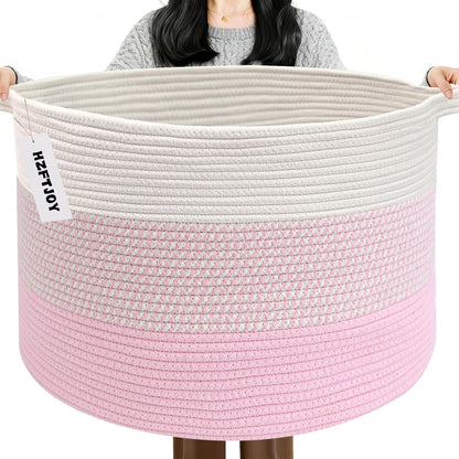 90L Large Blanket Basket,Rope Woven Laundry Basket-Yellow