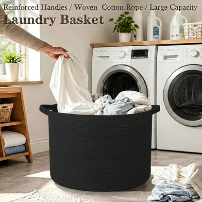 90L Large Blanket Basket,Rope Woven Laundry Basket-Yellow