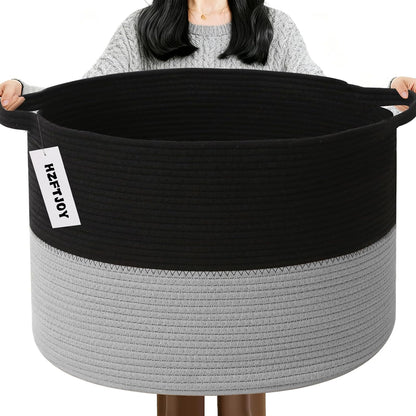 90L Large Blanket Basket,Rope Woven Laundry Basket-Yellow