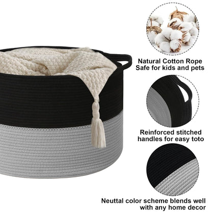 90L Large Blanket Basket,Rope Woven Laundry Basket-Yellow