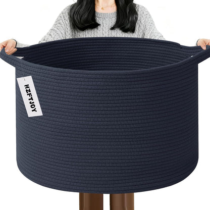 90L Large Blanket Basket,Rope Woven Laundry Basket-Yellow
