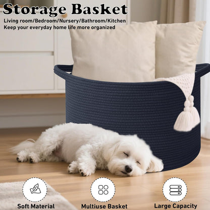 90L Large Blanket Basket,Rope Woven Laundry Basket-Yellow