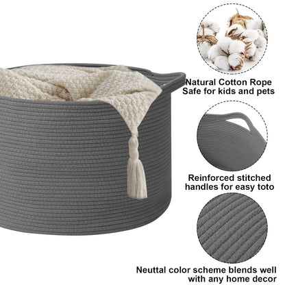 90L Large Blanket Basket,Rope Woven Laundry Basket-Yellow