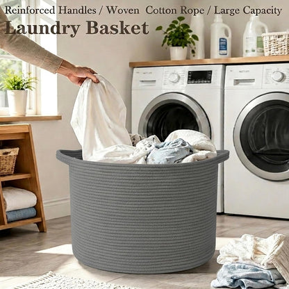 90L Large Blanket Basket,Rope Woven Laundry Basket-Yellow