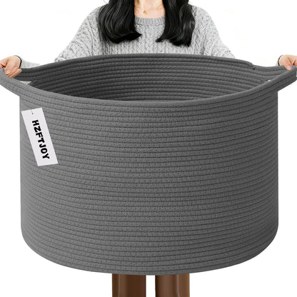 90L Large Blanket Basket,Rope Woven Laundry Basket-Yellow