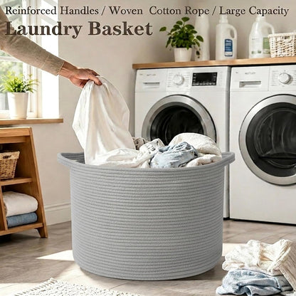 90L Large Blanket Basket,Rope Woven Laundry Basket-Yellow