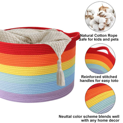 90L Large Blanket Basket,Rope Woven Laundry Basket-Yellow