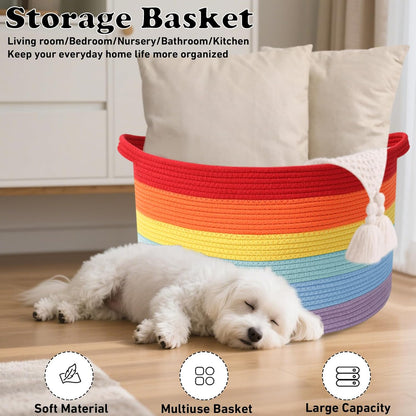 90L Large Blanket Basket,Rope Woven Laundry Basket-Yellow