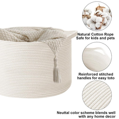 90L Large Blanket Basket,Rope Woven Laundry Basket-Yellow