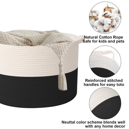 90L Large Blanket Basket,Rope Woven Laundry Basket-Yellow