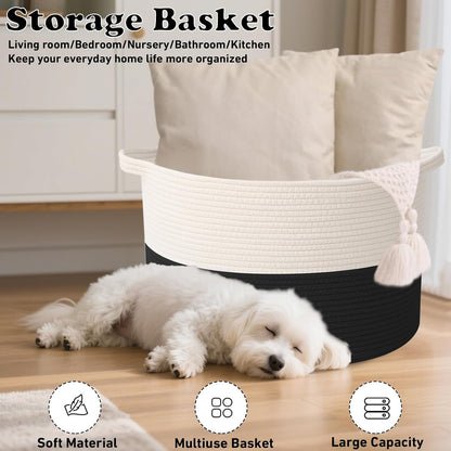 90L Large Blanket Basket,Rope Woven Laundry Basket-Yellow