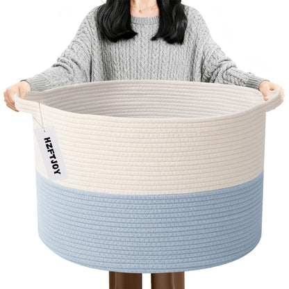 90L Large Blanket Basket,Rope Woven Laundry Basket-Yellow