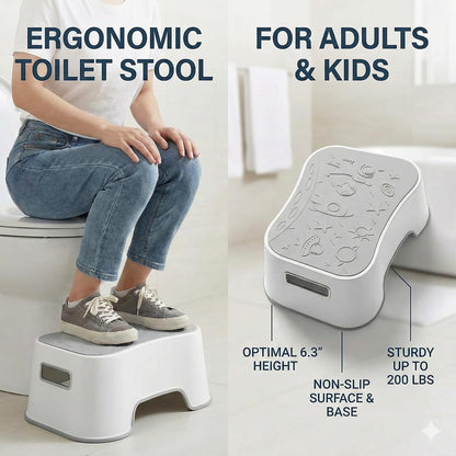 Step Stool for Kids and Adults – Non-Slip Toilet Squatting Stool, 200 lbs Capacity, Potty Training Step Stool for Toddlers, Better Posture Bathroom & Sink Use(Gray White)