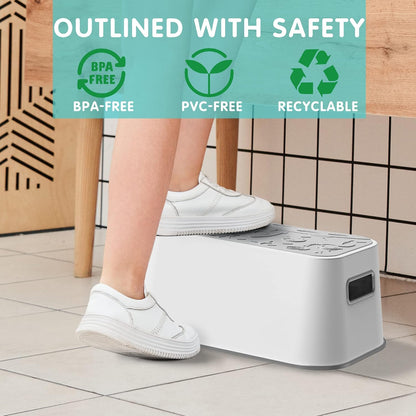 Step Stool for Kids and Adults – Non-Slip Toilet Squatting Stool, 200 lbs Capacity, Potty Training Step Stool for Toddlers, Better Posture Bathroom & Sink Use(Gray White)