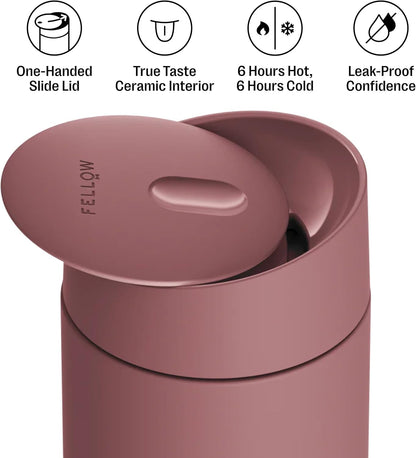 Carter Slide 16 oz Ceramic Lined Travel Coffee Mug, Stone Blue | Vacuum Insulated Stainless Steel Tumbler, Hot 6h Cold 6h, Dishwasher Safe, Reusable Coffee Cup, Slide Lid, Stone Blue