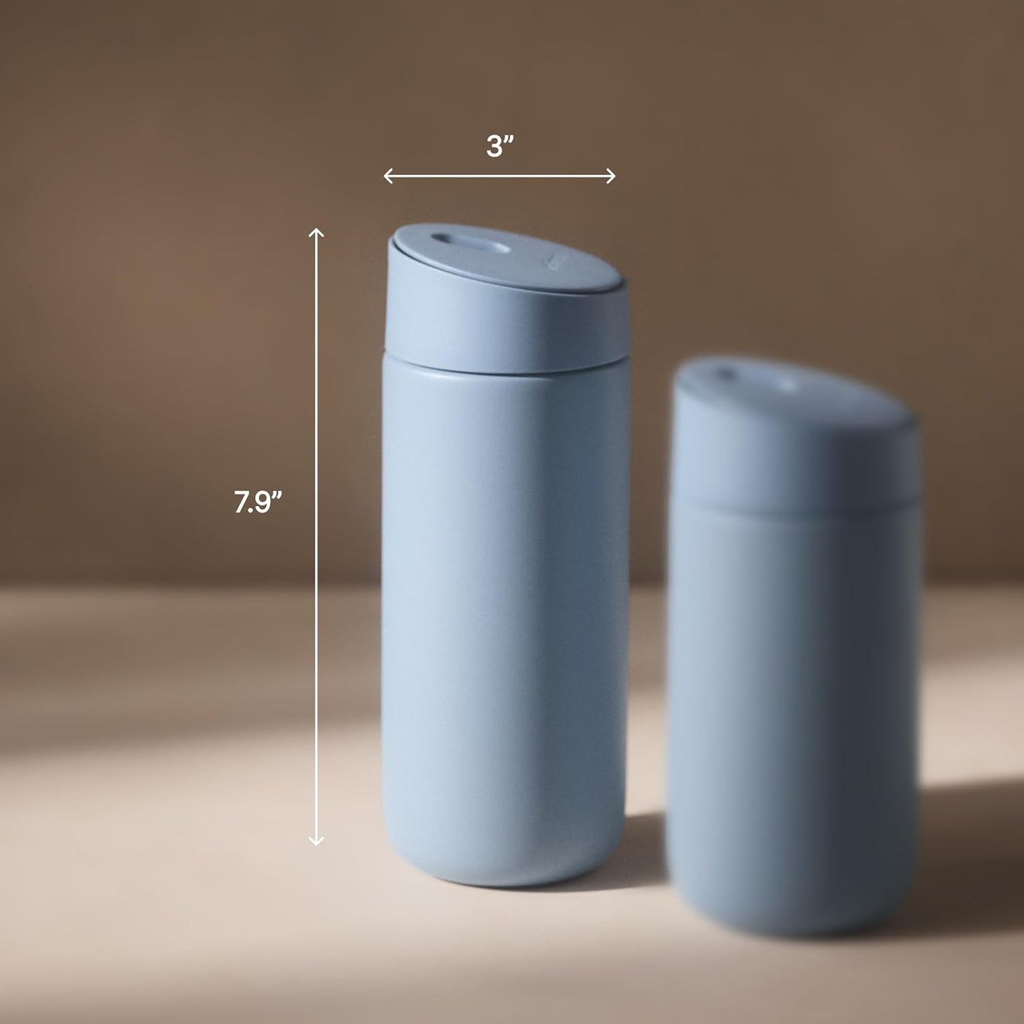 Carter Slide 16 oz Ceramic Lined Travel Coffee Mug, Stone Blue | Vacuum Insulated Stainless Steel Tumbler, Hot 6h Cold 6h, Dishwasher Safe, Reusable Coffee Cup, Slide Lid, Stone Blue