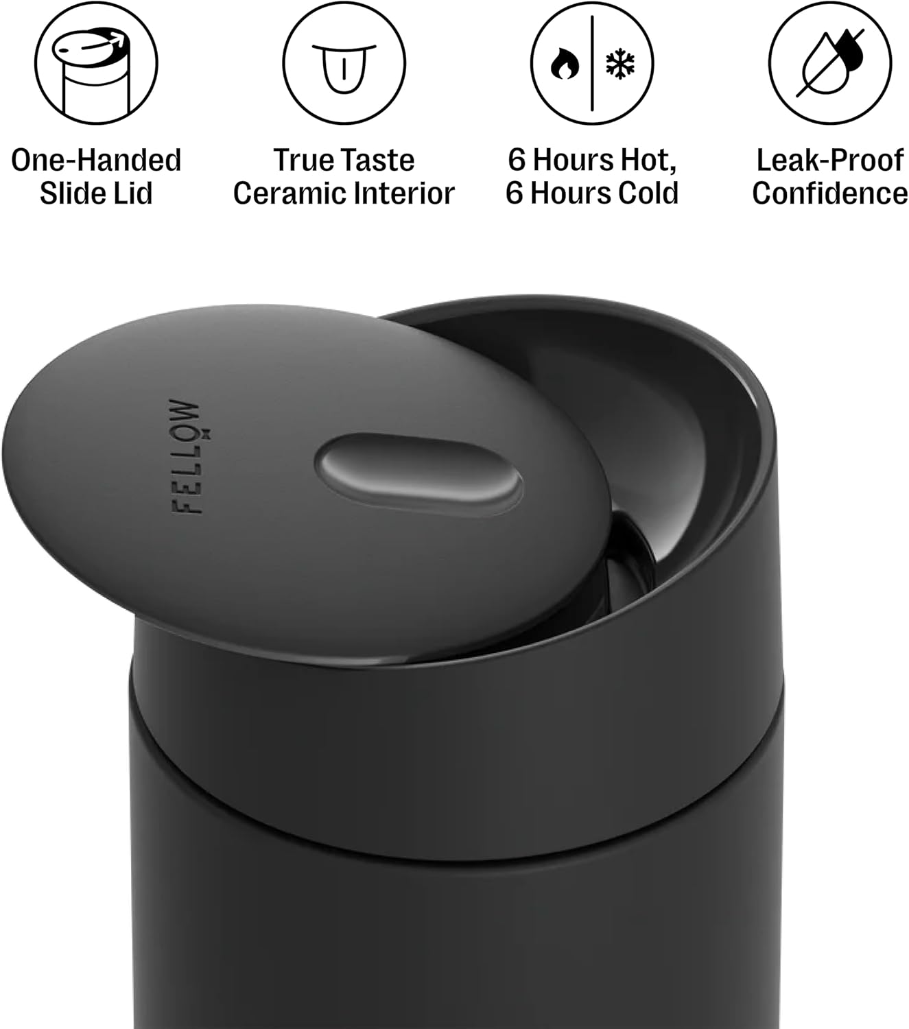 Carter Slide 16 oz Ceramic Lined Travel Coffee Mug, Stone Blue | Vacuum Insulated Stainless Steel Tumbler, Hot 6h Cold 6h, Dishwasher Safe, Reusable Coffee Cup, Slide Lid, Stone Blue