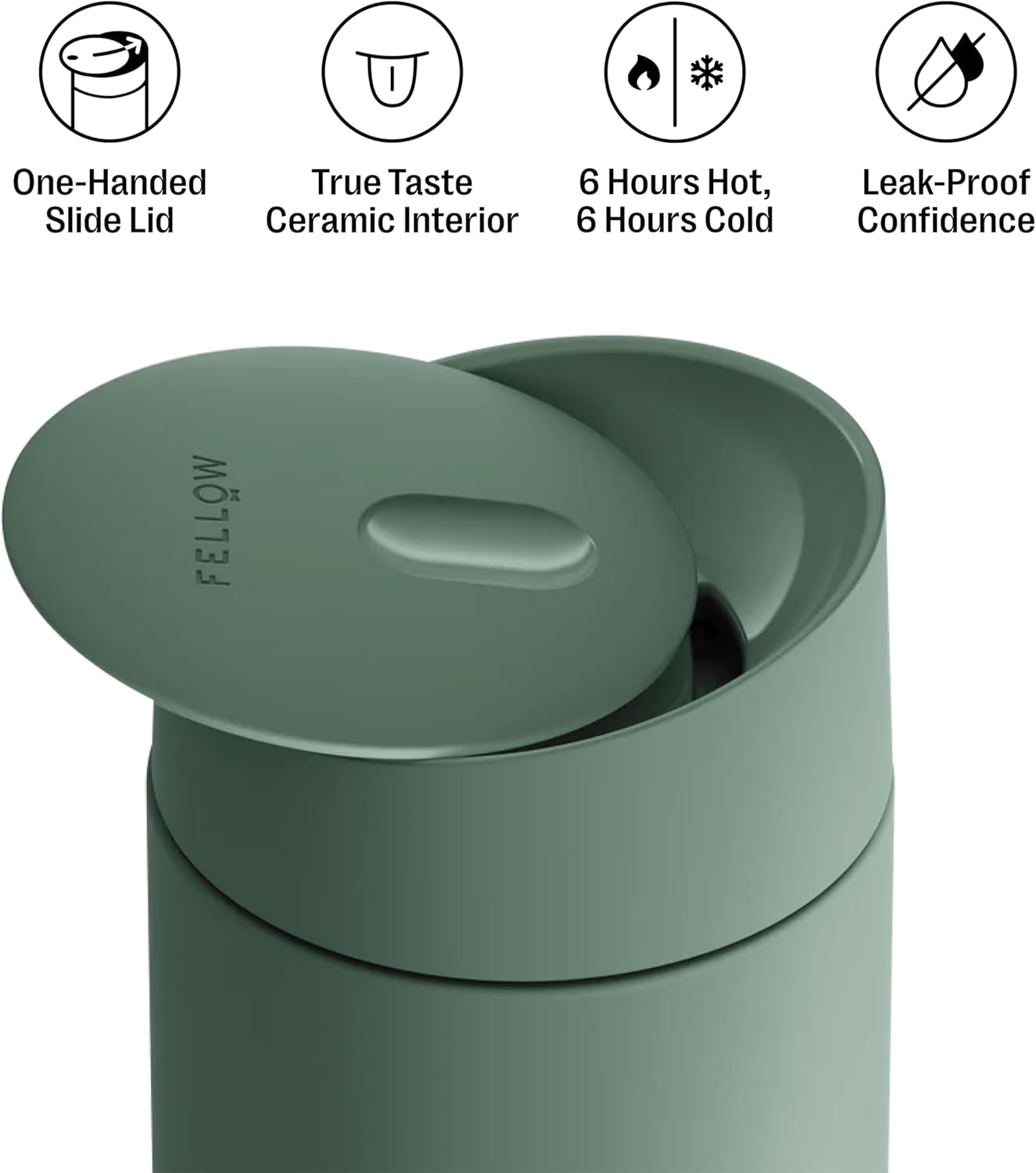 Carter Slide 16 oz Ceramic Lined Travel Coffee Mug, Stone Blue | Vacuum Insulated Stainless Steel Tumbler, Hot 6h Cold 6h, Dishwasher Safe, Reusable Coffee Cup, Slide Lid, Stone Blue