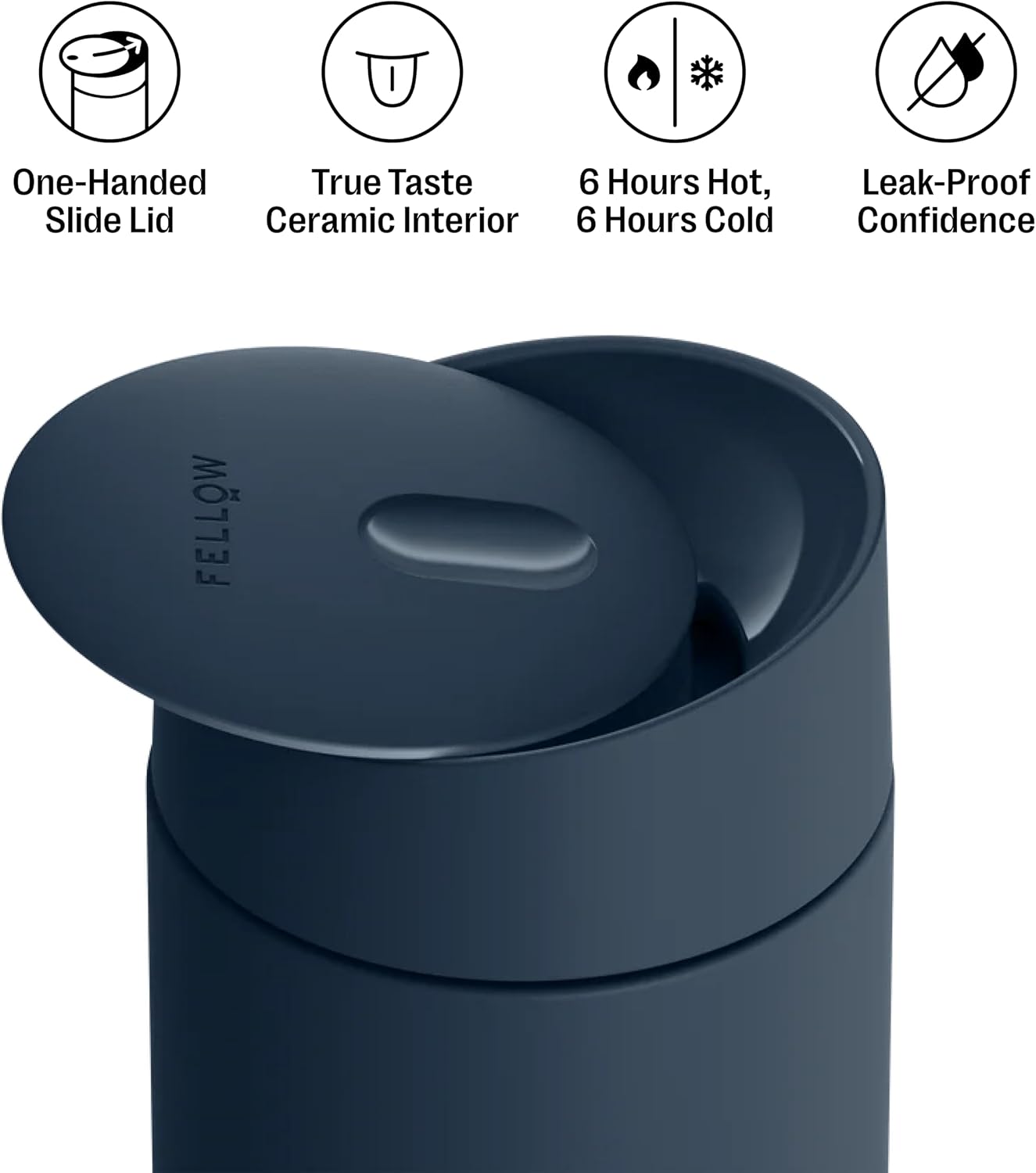 Carter Slide 16 oz Ceramic Lined Travel Coffee Mug, Stone Blue | Vacuum Insulated Stainless Steel Tumbler, Hot 6h Cold 6h, Dishwasher Safe, Reusable Coffee Cup, Slide Lid, Stone Blue