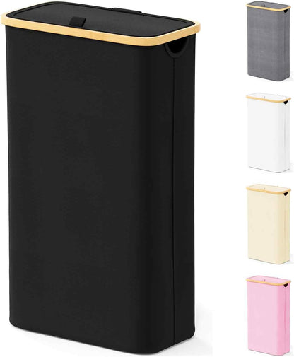 Double Laundry Hamper 2 Section with Lid and Removable Laundry Bags, 160L Clothes Basket with Bamboo Handles, Large Collapsible Hamper for Bedroom, Bathroom, Dorm, Laundry Room - White