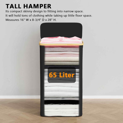 Double Laundry Hamper 2 Section with Lid and Removable Laundry Bags, 160L Clothes Basket with Bamboo Handles, Large Collapsible Hamper for Bedroom, Bathroom, Dorm, Laundry Room - White