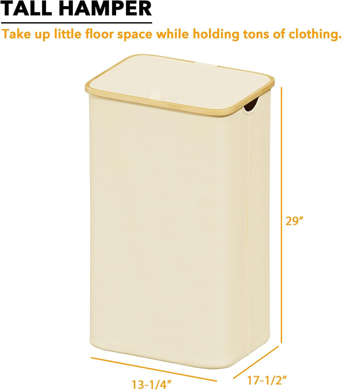 Double Laundry Hamper 2 Section with Lid and Removable Laundry Bags, 160L Clothes Basket with Bamboo Handles, Large Collapsible Hamper for Bedroom, Bathroom, Dorm, Laundry Room - White