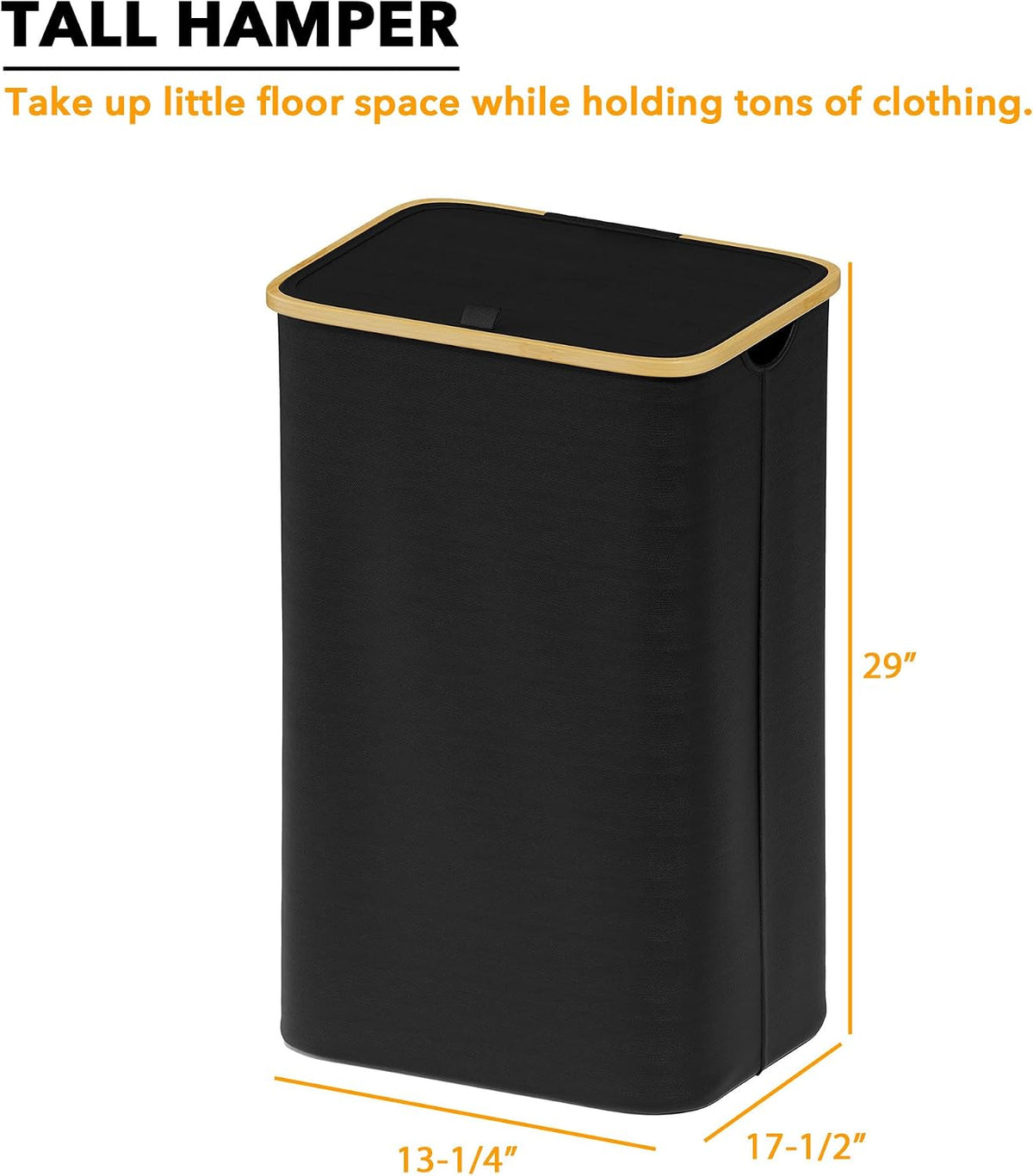 Double Laundry Hamper 2 Section with Lid and Removable Laundry Bags, 160L Clothes Basket with Bamboo Handles, Large Collapsible Hamper for Bedroom, Bathroom, Dorm, Laundry Room - White