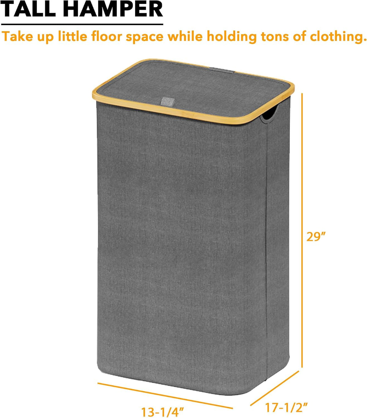 Double Laundry Hamper 2 Section with Lid and Removable Laundry Bags, 160L Clothes Basket with Bamboo Handles, Large Collapsible Hamper for Bedroom, Bathroom, Dorm, Laundry Room - White