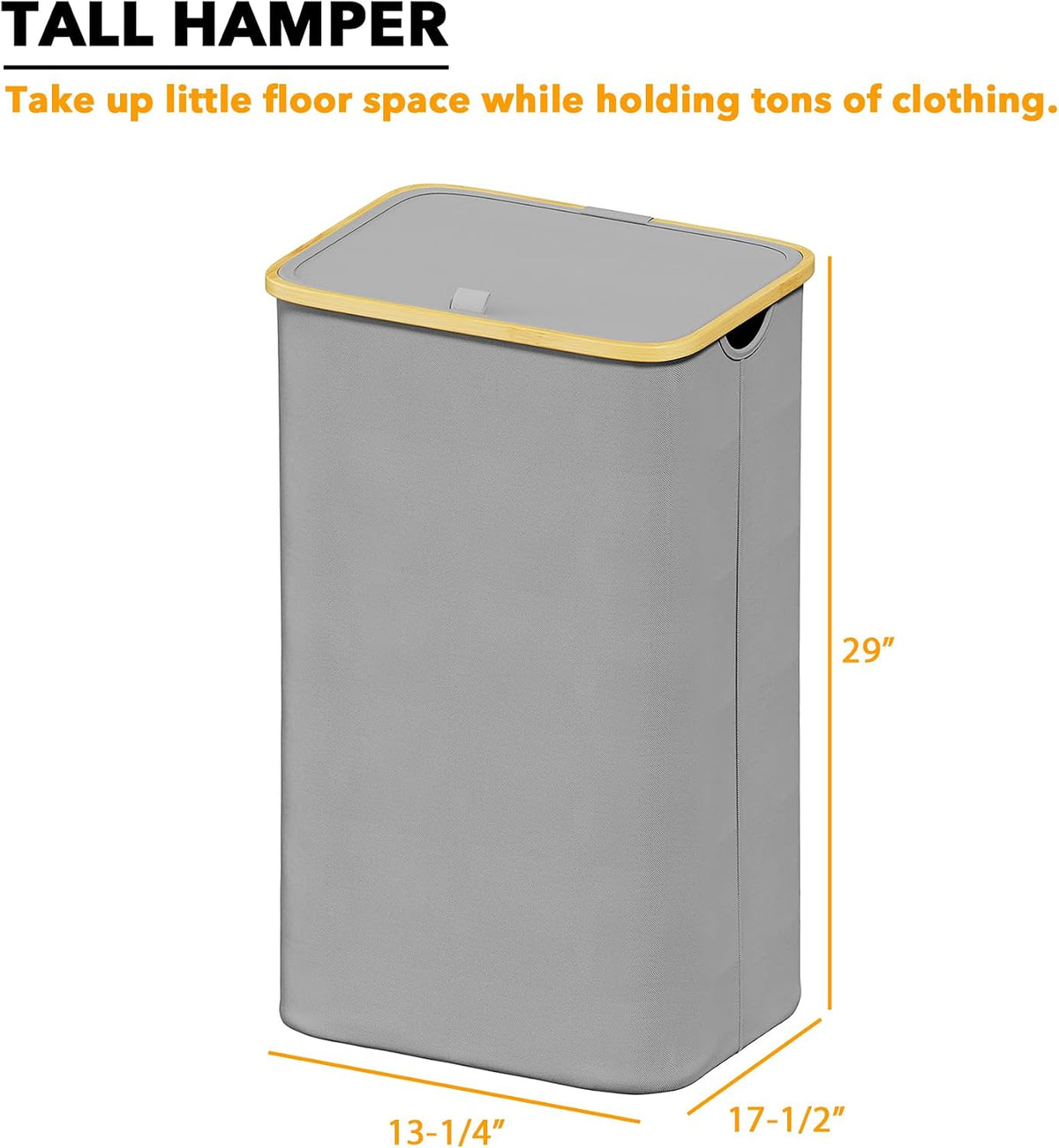 Double Laundry Hamper 2 Section with Lid and Removable Laundry Bags, 160L Clothes Basket with Bamboo Handles, Large Collapsible Hamper for Bedroom, Bathroom, Dorm, Laundry Room - White