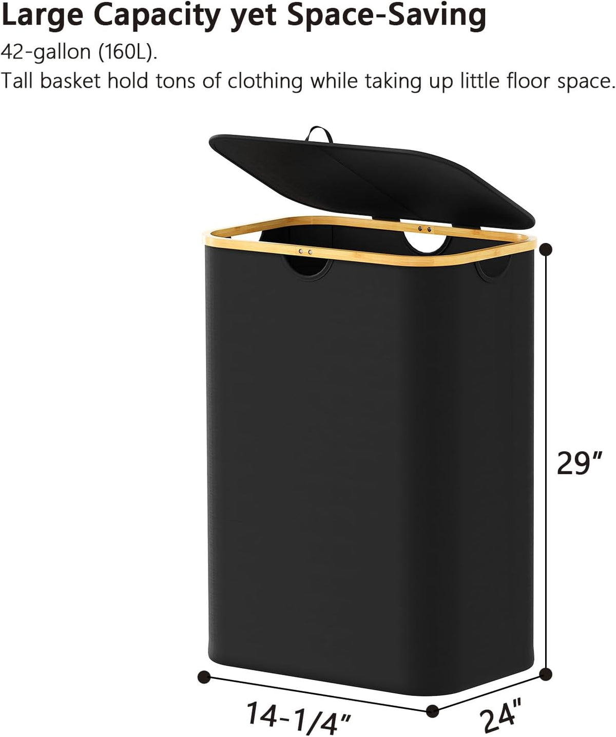 Double Laundry Hamper 2 Section with Lid and Removable Laundry Bags, 160L Clothes Basket with Bamboo Handles, Large Collapsible Hamper for Bedroom, Bathroom, Dorm, Laundry Room - White
