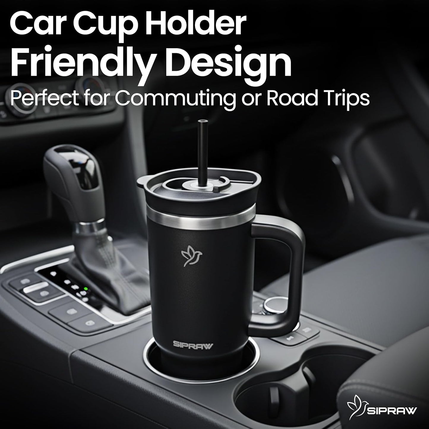 40oz Tumbler with Handle and Straw Insulated Stainless Steel Travel Mug Vacuum Double Wall Coffee Cup Leak Resistant Lid BPA-Free Cup Holder Friendly for Hot & Cold Drinks, Pink