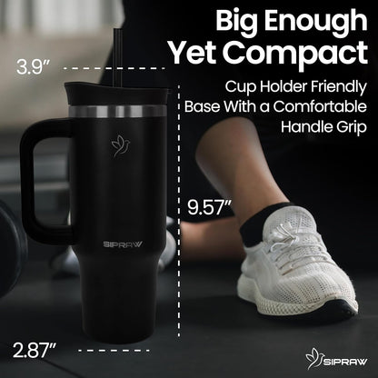 40oz Tumbler with Handle and Straw Insulated Stainless Steel Travel Mug Vacuum Double Wall Coffee Cup Leak Resistant Lid BPA-Free Cup Holder Friendly for Hot & Cold Drinks, Pink