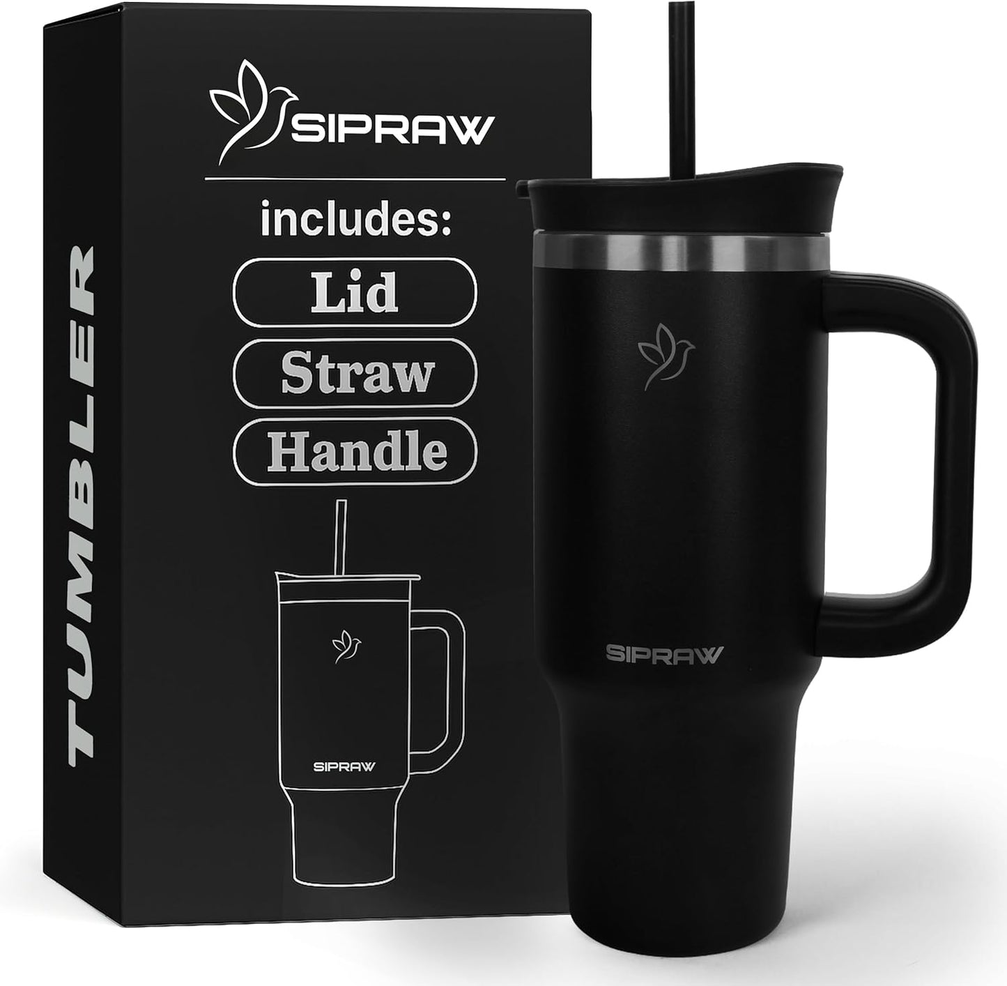 40oz Tumbler with Handle and Straw Insulated Stainless Steel Travel Mug Vacuum Double Wall Coffee Cup Leak Resistant Lid BPA-Free Cup Holder Friendly for Hot & Cold Drinks, Pink