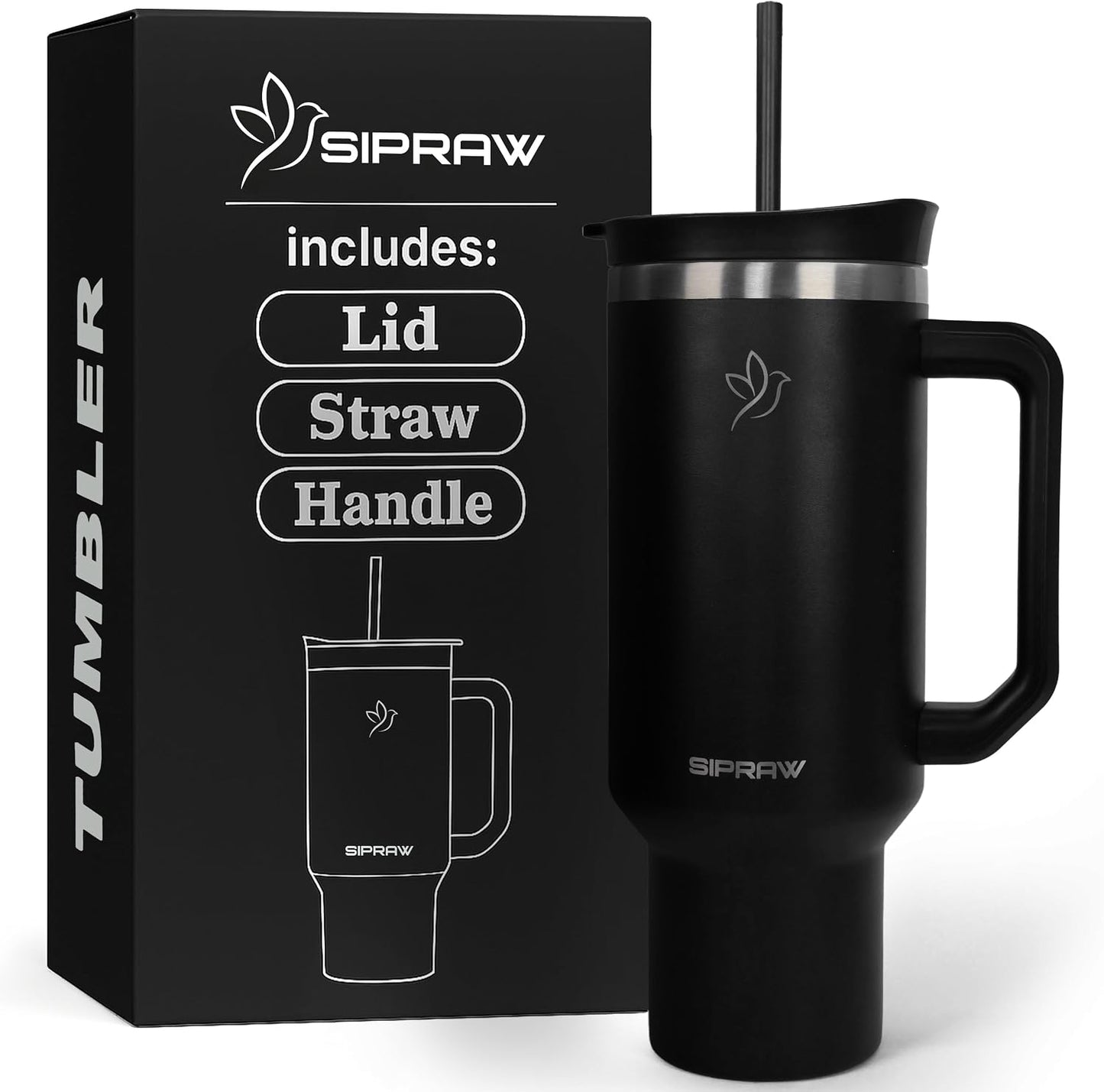 40oz Tumbler with Handle and Straw Insulated Stainless Steel Travel Mug Vacuum Double Wall Coffee Cup Leak Resistant Lid BPA-Free Cup Holder Friendly for Hot & Cold Drinks, Pink