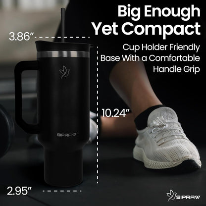 40oz Tumbler with Handle and Straw Insulated Stainless Steel Travel Mug Vacuum Double Wall Coffee Cup Leak Resistant Lid BPA-Free Cup Holder Friendly for Hot & Cold Drinks, Pink