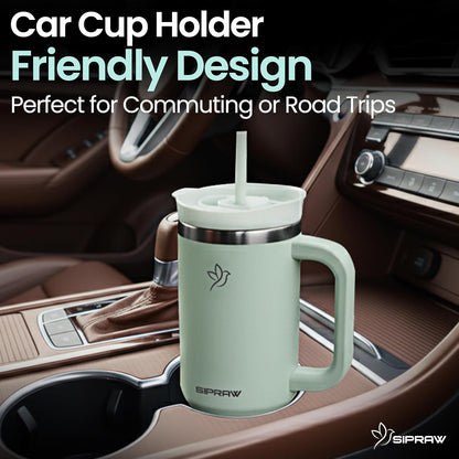 40oz Tumbler with Handle and Straw Insulated Stainless Steel Travel Mug Vacuum Double Wall Coffee Cup Leak Resistant Lid BPA-Free Cup Holder Friendly for Hot & Cold Drinks, Pink