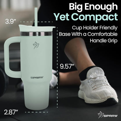 40oz Tumbler with Handle and Straw Insulated Stainless Steel Travel Mug Vacuum Double Wall Coffee Cup Leak Resistant Lid BPA-Free Cup Holder Friendly for Hot & Cold Drinks, Pink