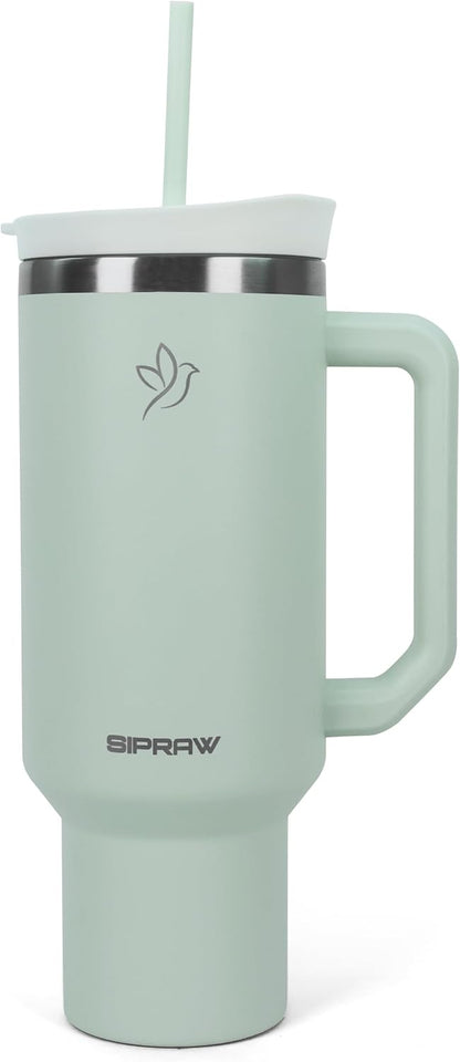 40oz Tumbler with Handle and Straw Insulated Stainless Steel Travel Mug Vacuum Double Wall Coffee Cup Leak Resistant Lid BPA-Free Cup Holder Friendly for Hot & Cold Drinks, Pink