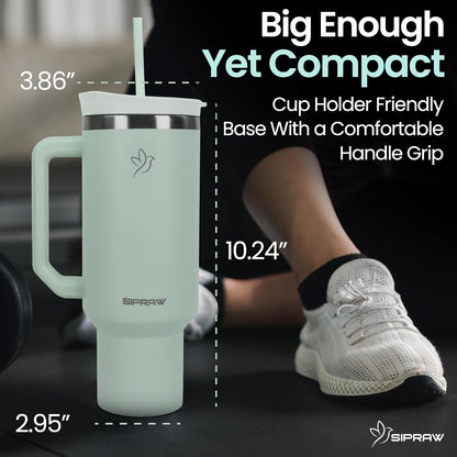 40oz Tumbler with Handle and Straw Insulated Stainless Steel Travel Mug Vacuum Double Wall Coffee Cup Leak Resistant Lid BPA-Free Cup Holder Friendly for Hot & Cold Drinks, Pink