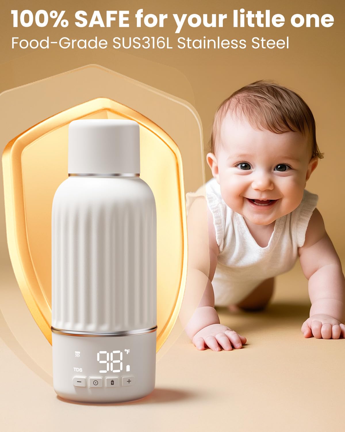 Portable Bottle Warmer for Travel, 2.5 Min Fast Heating for Breast Milk