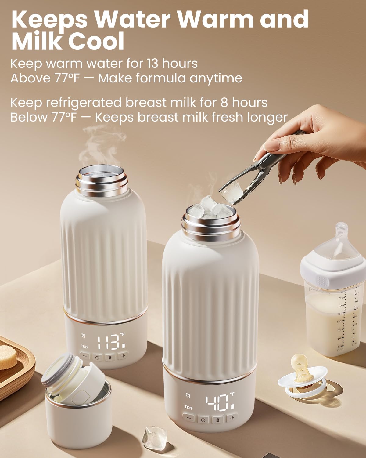 Portable Bottle Warmer for Travel, 2.5 Min Fast Heating for Breast Milk