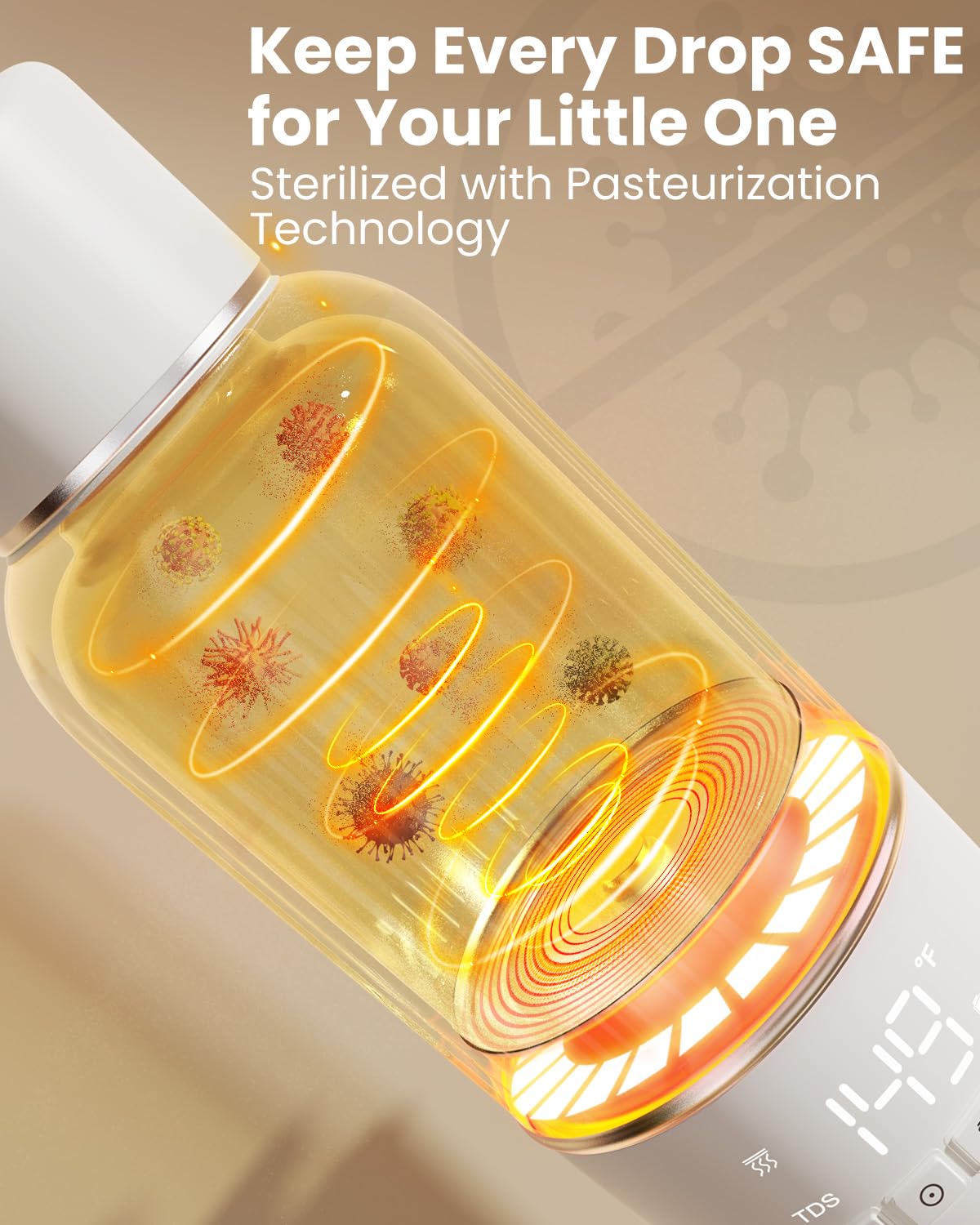 Portable Bottle Warmer for Travel, 2.5 Min Fast Heating for Breast Milk
