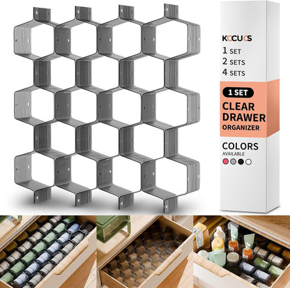 Honeycomb Separator Adjustable Drawer Organizer Divider for Underwear Belt-Scarf Socks Organizer (White)