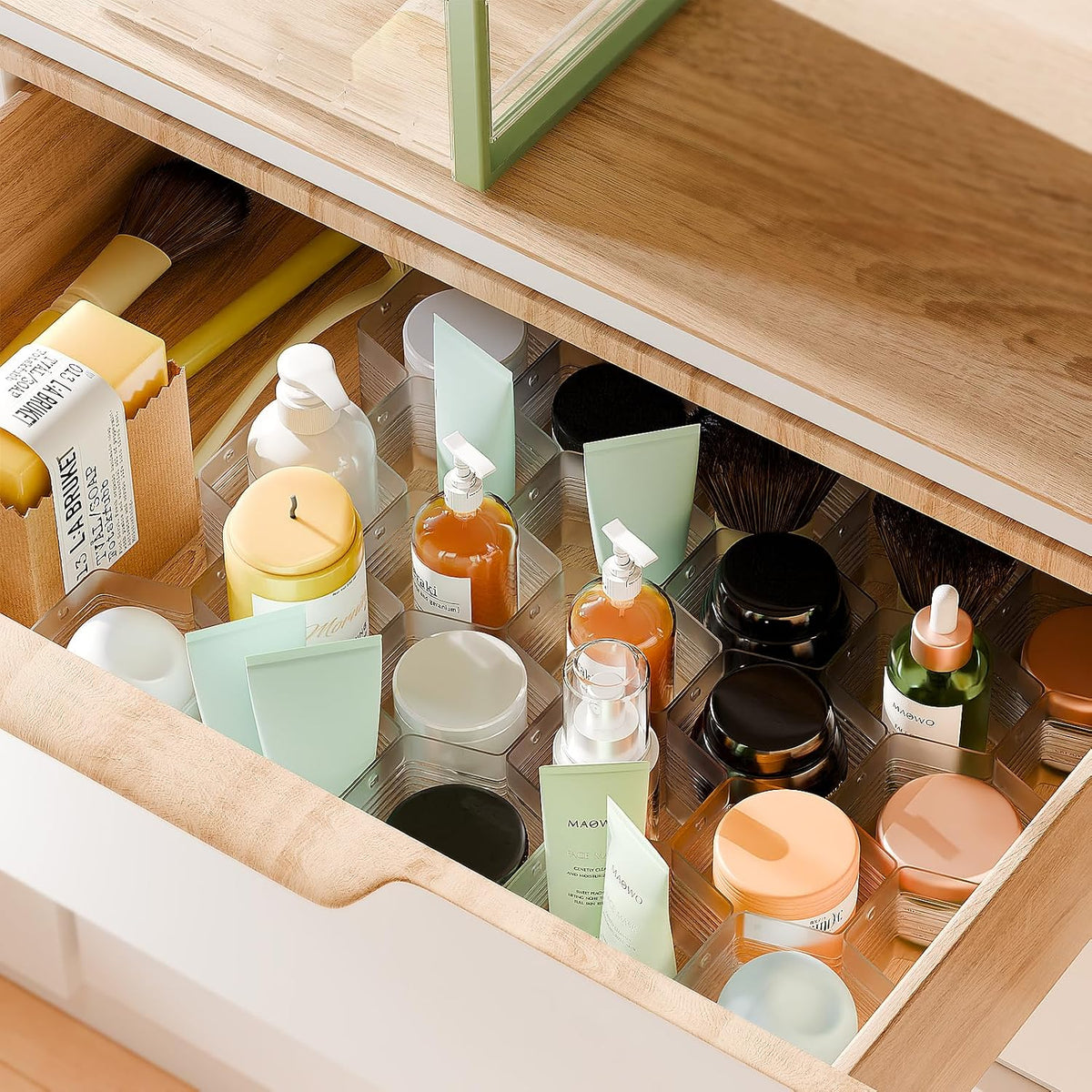 Honeycomb Separator Adjustable Drawer Organizer Divider for Underwear Belt-Scarf Socks Organizer (White)