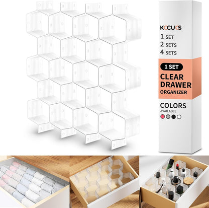 Honeycomb Separator Adjustable Drawer Organizer Divider for Underwear Belt-Scarf Socks Organizer (White)