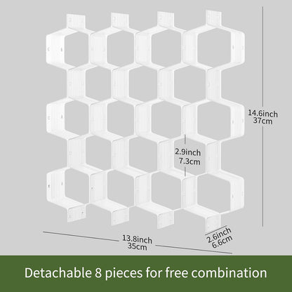 Honeycomb Separator Adjustable Drawer Organizer Divider for Underwear Belt-Scarf Socks Organizer (White)