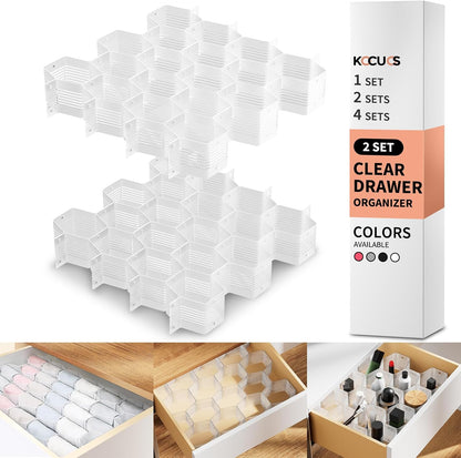 Honeycomb Separator Adjustable Drawer Organizer Divider for Underwear Belt-Scarf Socks Organizer (White)
