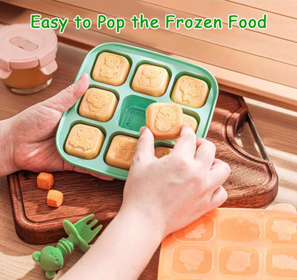 Silicone Freezer Tray with Lid, Food Storage Container for Homemade Baby Food, Vegetable, Fruit Purees, Breast Milk Feeder & Mini Nibble Combo, Breastmilk Popsicle Molds, 3 Pack (S)